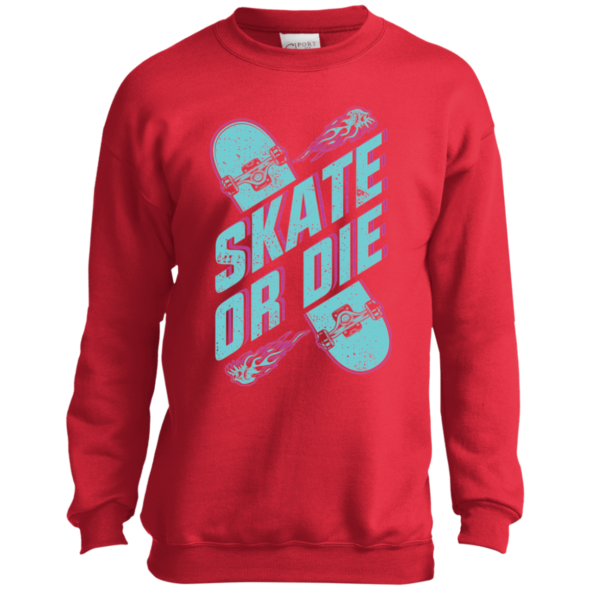 Skate or Die Skateboarding Skating Youth Crewneck Sweatshirt
