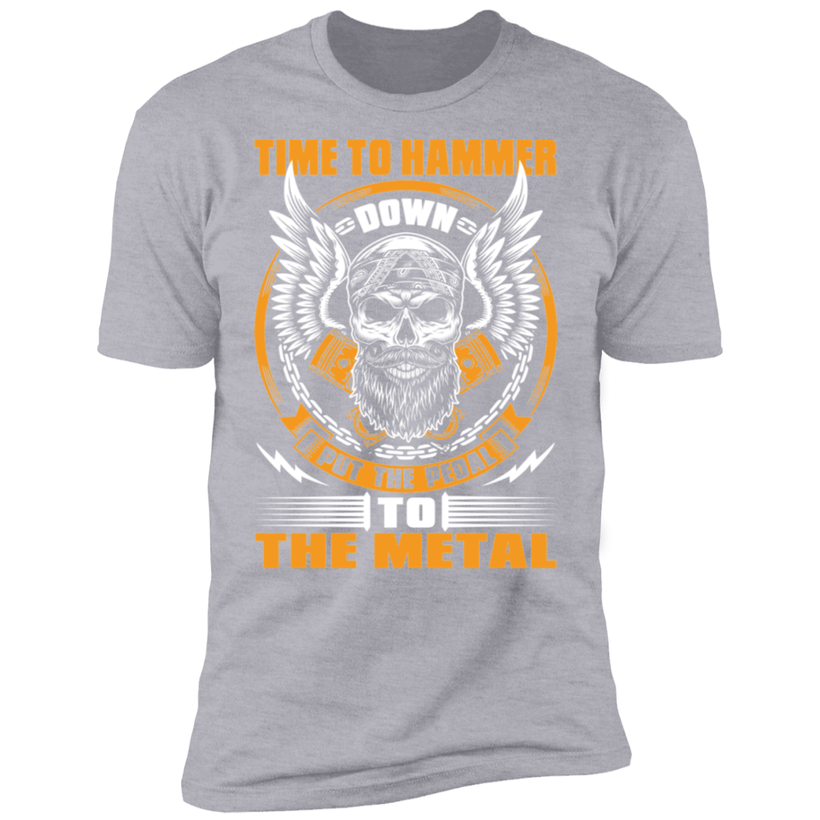 Hammer Down Pedal to the Metal Bearded Piston Skull Premium Short Sleeve T-Shirt