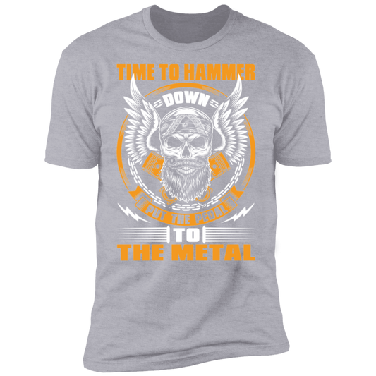 Hammer Down Pedal to the Metal Bearded Piston Skull Premium Short Sleeve T-Shirt