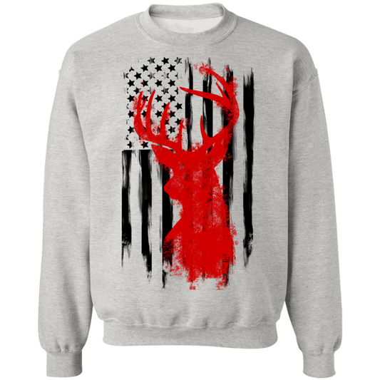 American Flag Hunting Deer Crewneck Sweatshirt
