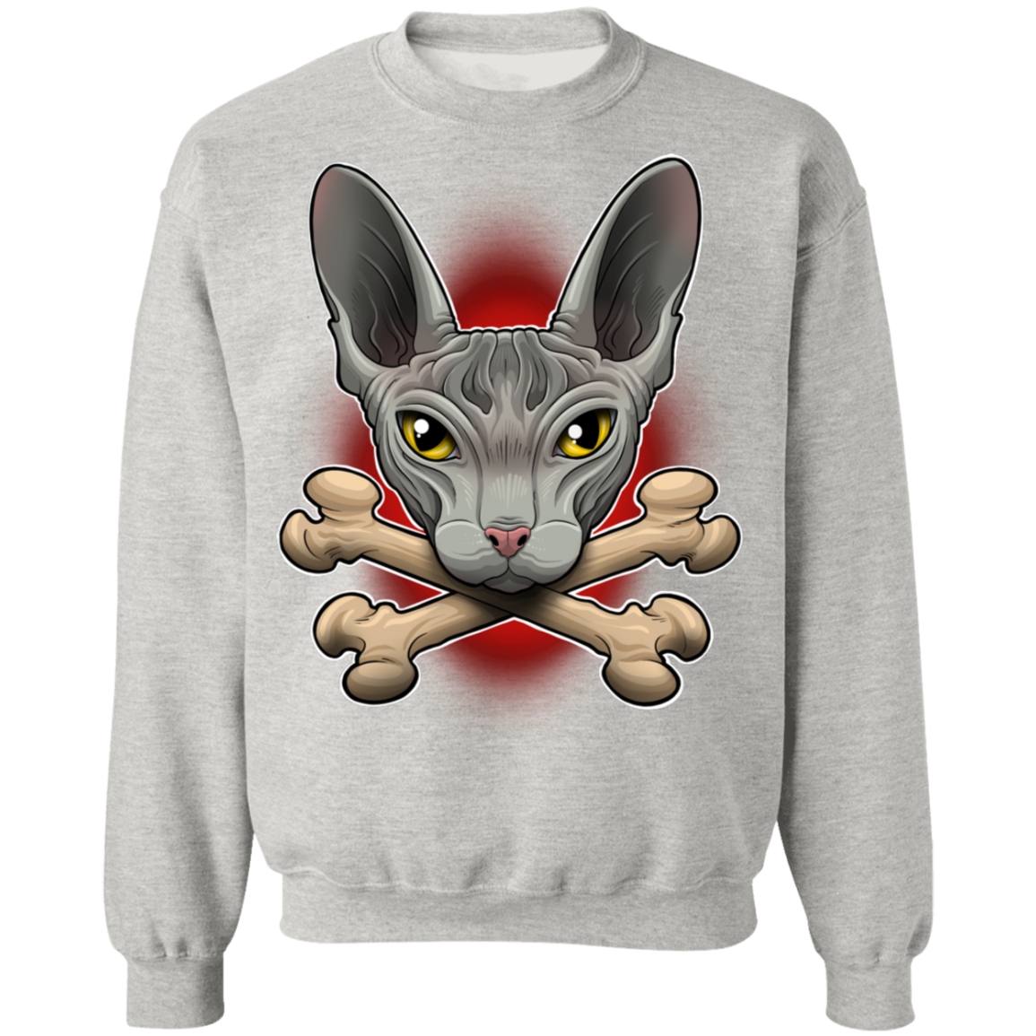 Hairless Cat Crossbones Crewneck Pullover Sweatshirt