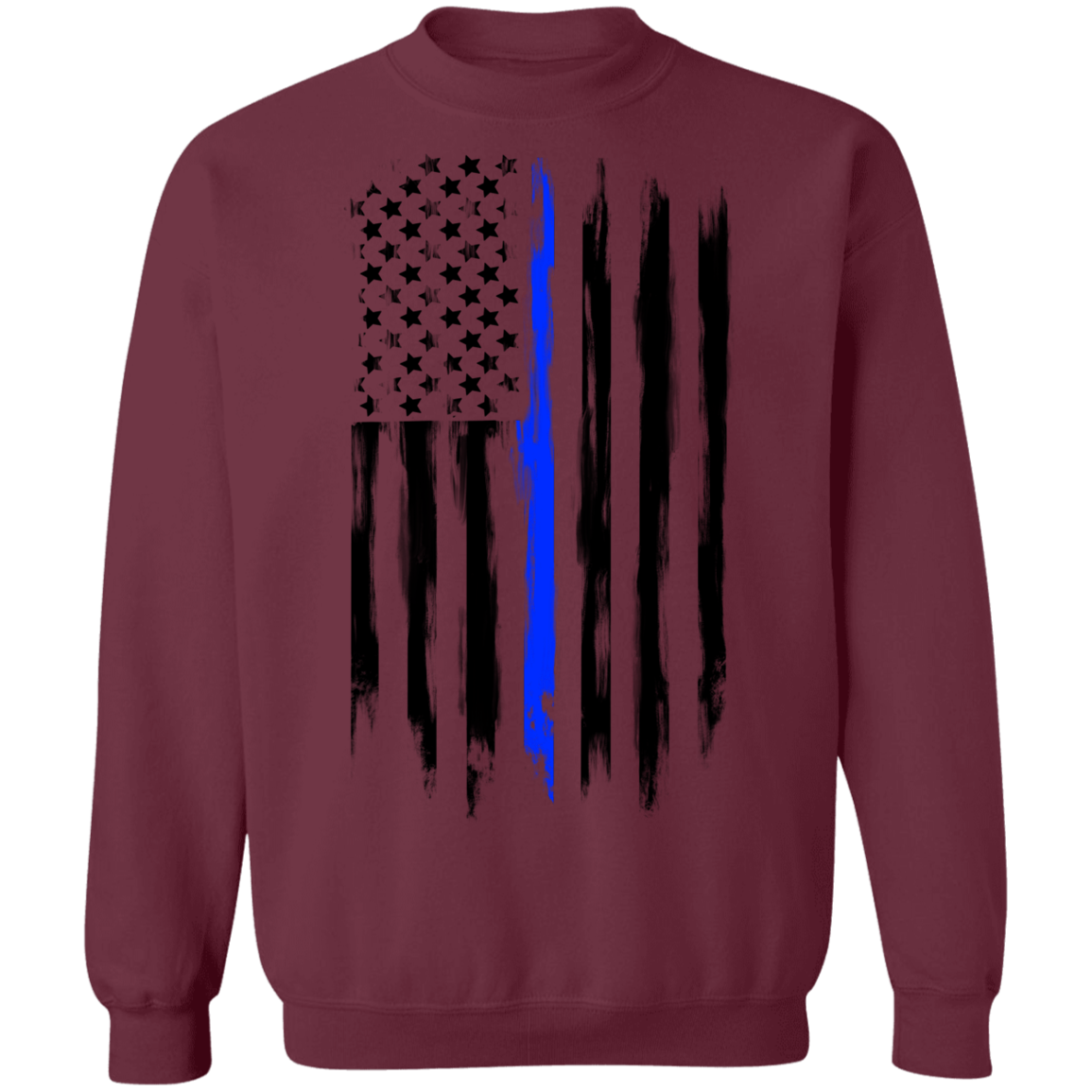 Law Enforcement Thin Blue Line American Flag Crewneck Sweatshirt