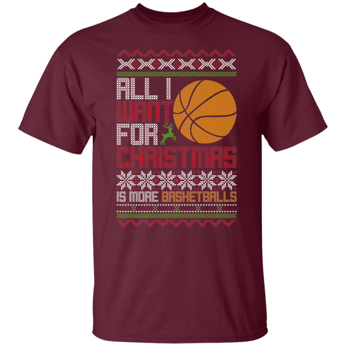 All I Want For Christmas Is More Basketballs Christmas Party T-Shirt
