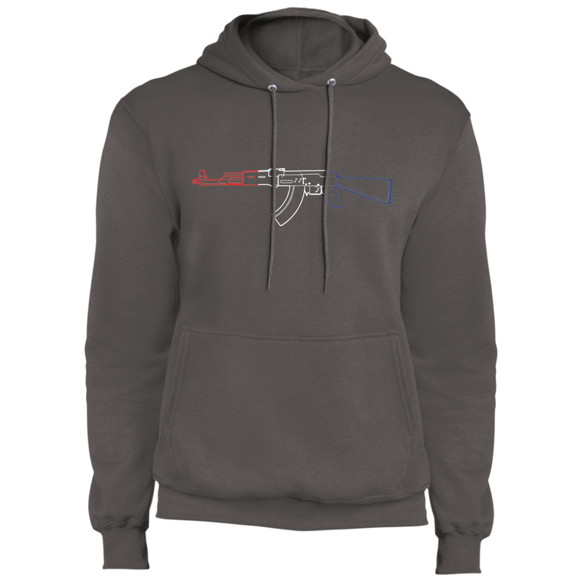 AK-47 Firearm Rifle Red White Blue Pullover Hoodie