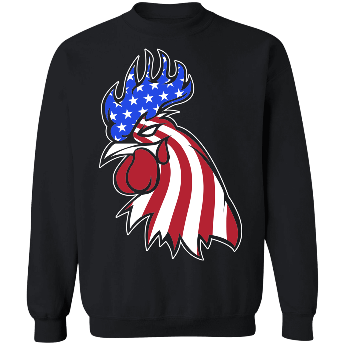 Rooster American Flag USA Crewneck Sweatshirt