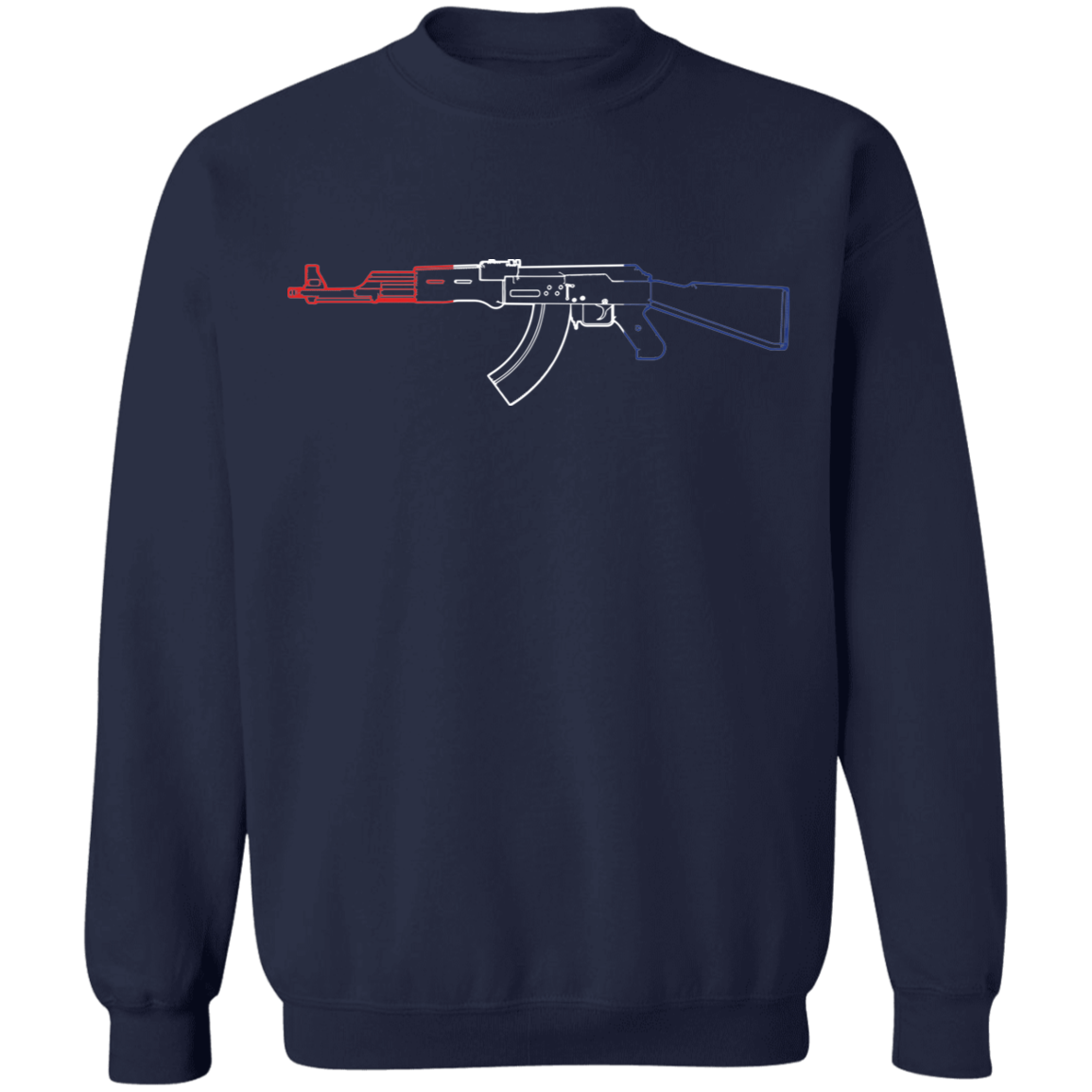 AK-47 Firearm Rifle Red White Blue Crewneck Sweatshirt