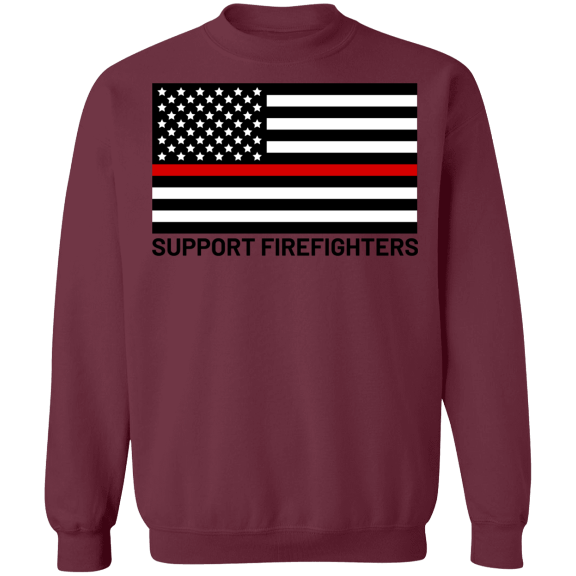 Support Firefighters Red Line American Flag Crewneck Sweatshirt