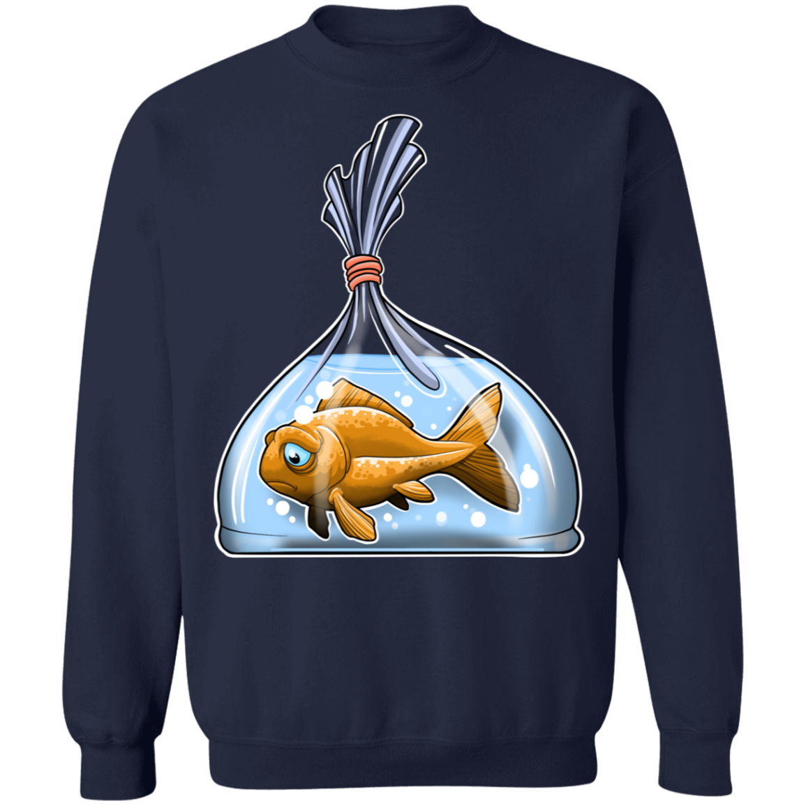 Sad Goldfish in a Bag Crewneck Pullover Sweatshirt