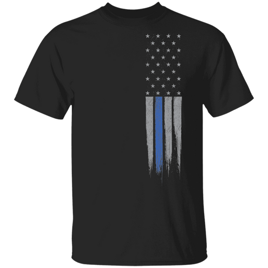 Police Officer Thin Blue Line American Flag  T-Shirt