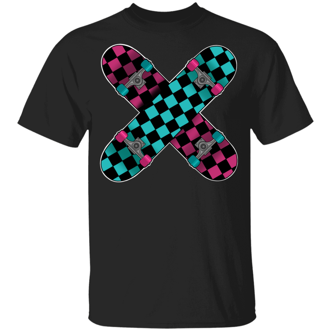 Retro 80's Checkered Skateboards Skateboarding Youth T-Shirt