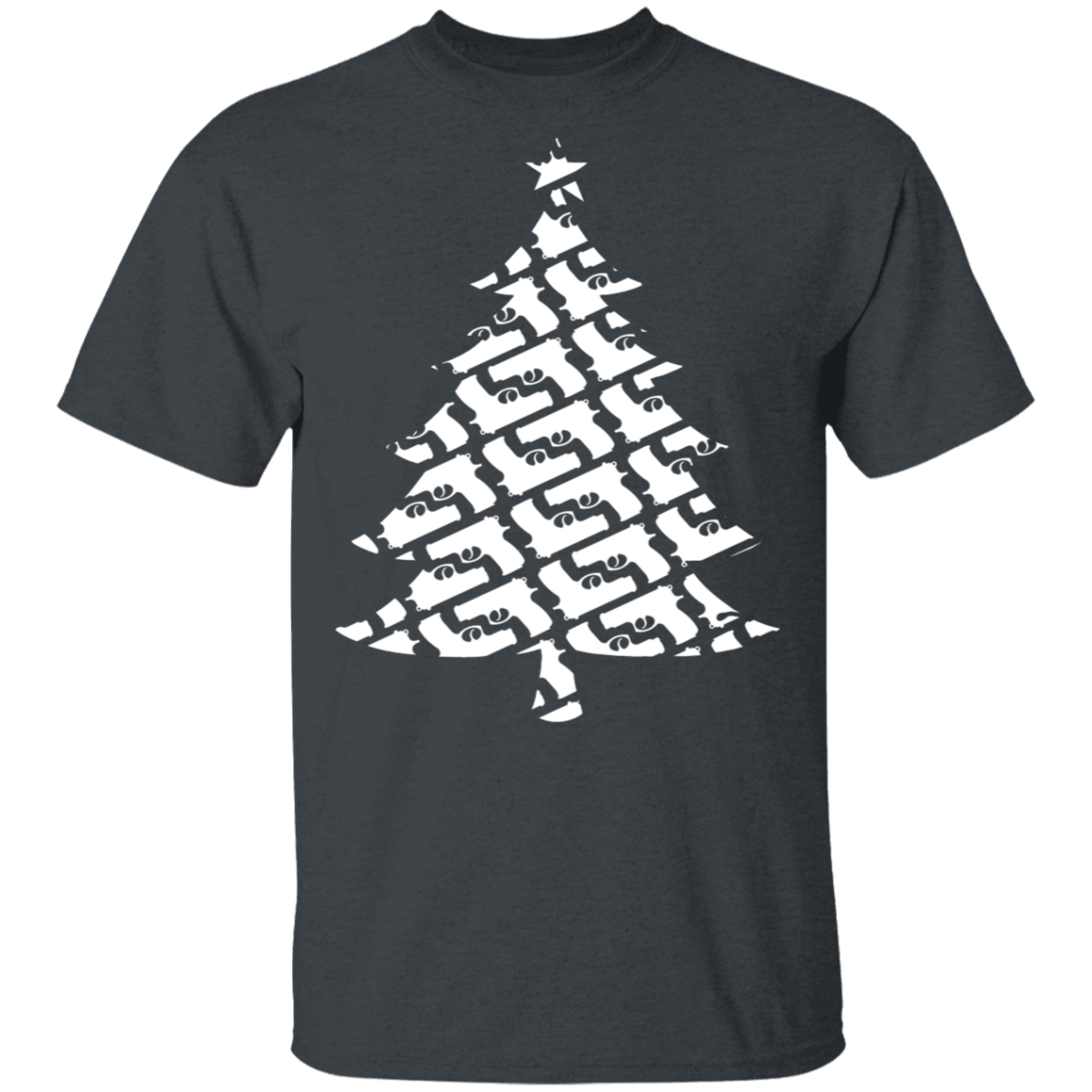 Handgun Pistol Firearm Christmas Tree T-Shirt