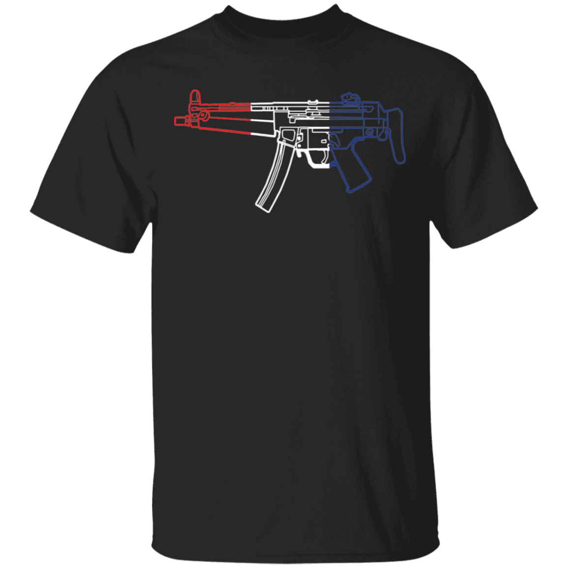 MP5 Firearm Rifle Red White Blue T-Shirt