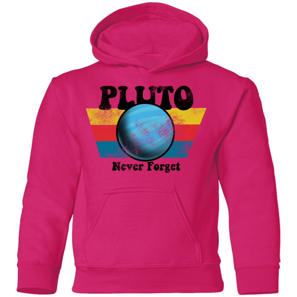Youth Space Planet Pluto Vintage 80s Pullover Hoodie