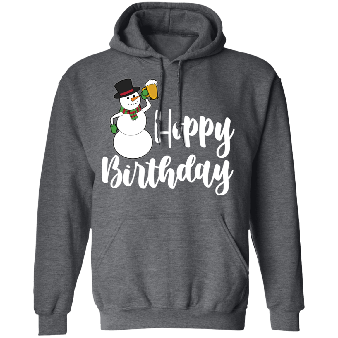 Hoppy Birthday Snowman Beer Funny Christmas Pullover Hoodie