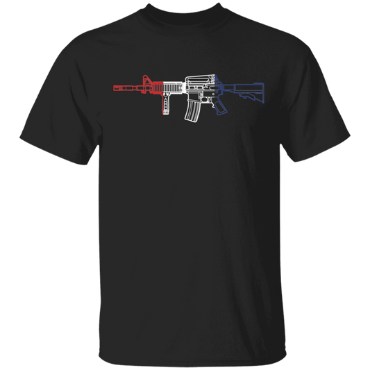 AR-15 Firearm Rifle Red White Blue T-Shirt