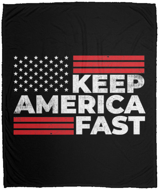 Keep America Fast American Flag Racing Fleece Blanket - 50x60