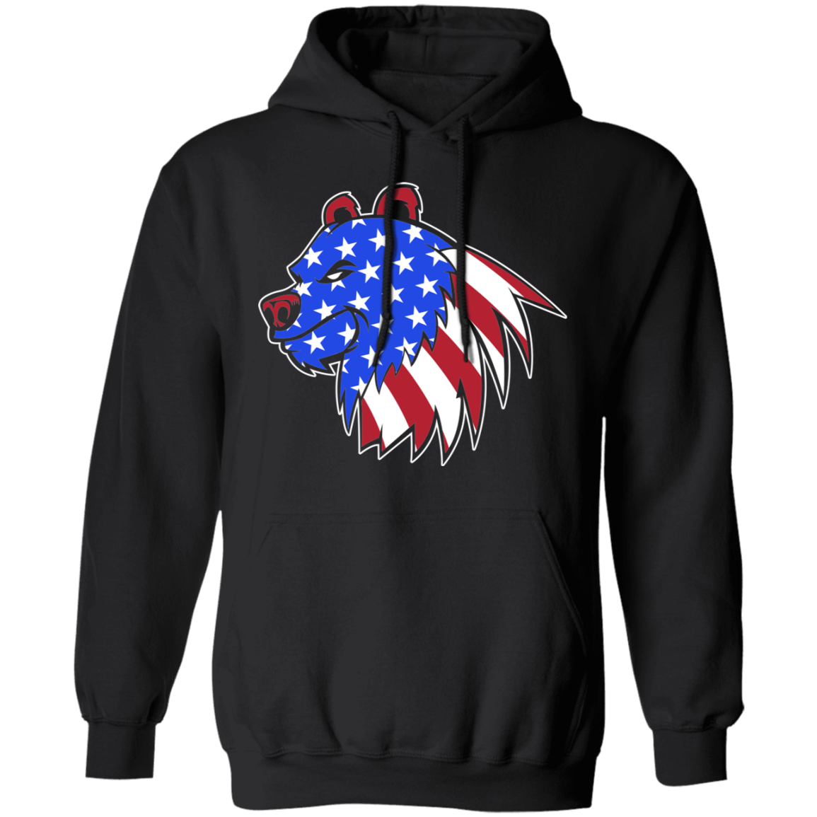 Grizzly North American Bear American Flag USA Pullover Hoodie