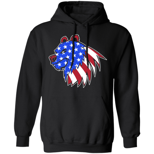 Grizzly North American Bear American Flag USA Pullover Hoodie