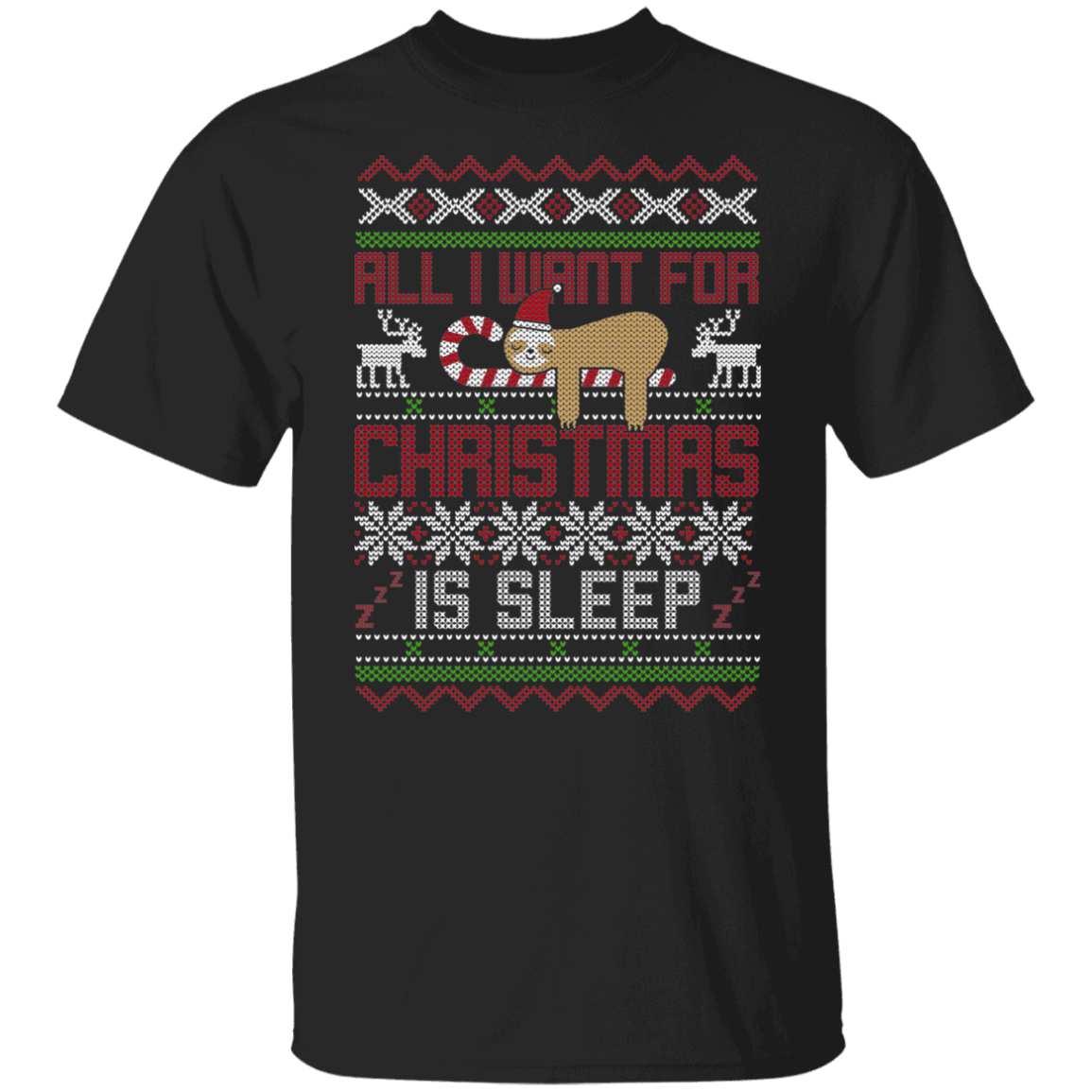 All I Want For Christmas Is Sleep Funny  Christmas Party T-Shirt
